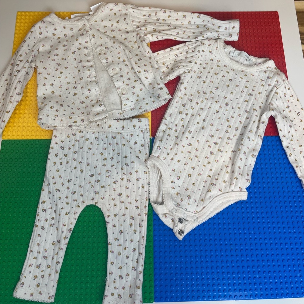 Zara Cream Floral Baby Top with Pink and Yellow Accents